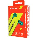 CANYON SEP-4 Stereo earphone with microphone, 1.2m flat cable, Green, 22*12*12mm, 0.013kg