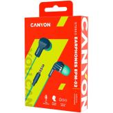 CANYON EPM-02 Stereo Earphones with inline microphone, Green+Blue, cable length 1.2m, 20*15*10mm, 0.013kg