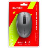 CANYON Canyon 2 in 1 Wireless optical mouse with 6 buttons, DPI 800/1000/1200/1500, 2 mode(BT/ 2.4GHz), Battery AA*1pcs, Grey, 65.4*112.25*32.3mm, 0.092kg