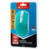 CANYON MW-18 2.4GHz Wireless Rechargeable Mouse with Pixart sensor, 4keys, Silent switch for right/left keys,DPI: 800/1200/1600, Max. usage 50 hours for one time full charged, 300mAh Li-poly battery,, Aquamarine, cable length 0.56m, 116.4*63.3*32.3mm, 0.0