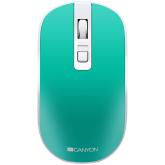 CANYON MW-18, 2.4GHz Wireless Rechargeable Mouse with Pixart sensor, 4keys, Silent switch for right/left keys,Add NTC DPI: 800/1200/1600, Max. usage 50 hours for one time full charged, 300mAh Li-poly battery,, Aquamarine, cable length 0.56m, 116.4*63.3*32