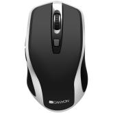 CANYON MW-19 2.4GHz Wireless Rechargeable Mouse with Pixart sensor, 6keys, Silent switch for right/left keys,DPI: 800/1200/1600, Max. usage 50 hours for one time full charged, 300mAh Li-poly battery, Black -Silver, cable length 0.6m, 121*70*39mm, 0.103kg