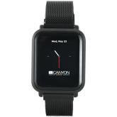 CANYON Sanchal SW-73 Smart watch, 1.22inch IPS full touch, 6H Glass,2 straps, metal strap and silicon strap, metal case, IP68 waterproof, multisport mode, camera remote, 150mAh, compatibility with iOS and android, Black, host: 42*35*11.4mm, belt: 222*18mm