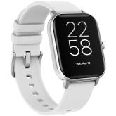 Smart watch, 1.3inches TFT full touch screen, Zinic+plastic body, IP67 waterproof, multi-sport mode, compatibility with iOS and android, Silver body with white silicon belt, Host: 43*37*9mm, Strap: 230x20mm, 45g