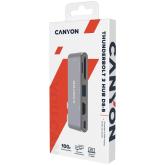 Canyon DS-05B Multiport Docking Station with 7 port, 1*Type C PD100W+2*HDMI+1*USB3.0+1*USB2.0+1*SD+1*TF. Input 100-240V, Output USB-C PD100W&USB-A 5V/1A, Aluminum alloy, Space gray, 104*42*11mm, 0.046kg(Generation B)
