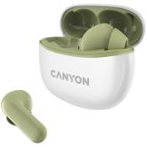 Canyon TWS-5 Bluetooth headset, with microphone, BT V5.3 JL 6983D4, Frequence Response:20Hz-20kHz, battery EarBud 40mAh*2+Charging Case 500mAh, type-C cable length 0.24m, Size: 58.5*52.91*25.5mm, 0.036kg, Green