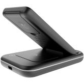 CANYON  WS- 304 Foldable  3in1 Wireless charger, with touch button for Running water light, Input 9V/2A,  12V/1.5AOutput 15W/10W/7.5W/5W, Type c to USB-A cable length 1.2m, with QC18W EU plug,132.51*75*28.58mm, 0.168Kg, Black