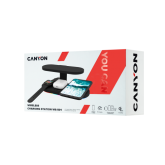 CANYON WS-501 5in1 Wireless charger, with UV sterilizer, with touch button for Running water light, Input QC36W or PD30W, Output 15W/10W/7.5W/5W, USB-A 10W(max), Type c to USB-A cable length 1.2m, 188*90*81mm, 0.249Kg, Black