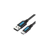 Cablu alimentare si date Vention, USB 2.0 (T) la USB Type-C (T), 0.25m rata transfer 480 Mbps, invelis PVC, negru, 