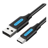 Cablu alimentare si date Vention, USB 2.0 (T) la USB Type-C (T), 1.5m rata transfer 480 Mbps, invelis PVC, negru, 