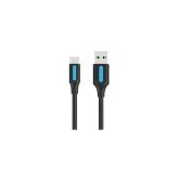 Cablu alimentare si date Vention, USB 2.0 (T) la USB Type-C (T), 3m rata transfer 480 Mbps, invelis PVC, negru, 