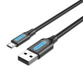 Cablu alimentare si date Vention, USB 2.0 (T) la micro USB (T), 0.5m rata transfer 480 Mbps, invelis PVC, negru, 
