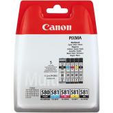 Combo-Pack  Original Canon CMYKPB,  PGI-580/CLI-581, pentru Pixma TR7550|TR8550|TS6150|TS6250|TS705|TS8150|TS8250|TS9150|TS9155|TS9550, , incl.TV 0.11 RON, 