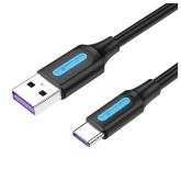 Cablu alimentare si date Vention, USB 3.0 (T) la USB Type-C (T), 0.5m, 5 Gbps, 3A, PVC, negru, 