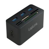 HUB extern LOGILINK, porturi USB: USB 3.0 x 3, conectare prin USB 3.0, alte porturi: SD, MicroSD, M2, MS Duo/Pro, CF, negru, 