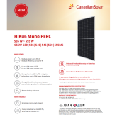 Panou Solar Fotovoltaic Monocristalin HiKu6 Mono PERC CS6W-550MS Silver Frame, max. 1500V, lungime cablu 1400mm, conector T6, 550W, 2278x1134x30mm, IP68, 144 celule [2X(12X6)]