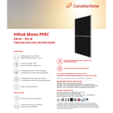 Panou Solar Fotovoltaic Monocristalin HiKu6 Mono PERC CS6W-555MS Silver Frame, max. 1500V, lungime cablu 410mm, conector T6, 555W, 2261x1134x30mm, IP68, 144 celule [2X(12X6)]