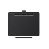 Tableta grafica Intuos M Black, fara Bluetooth, dimensiune 264x200x8.8mm, suprafata activa 216x135mm, rezolutie 2540 lpi, nivele de presiune 4096, fara multi touch, compatibilitate Windows 7, macOS X 10.11, Android 6, Chrome OS 87 sau variante mai noi