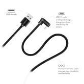 CABLU alimentare si date LOGILINK, pt. smartphone, USB 2.0, USB Type-C (T) la USB-A (T) la 180 grade, 1m, 2 x ecranat, aluminiu, negru, 