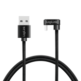 CABLU alimentare si date LOGILINK, pt. smartphone, USB 2.0, USB Type-C (T) la USB-A (T) la 180 grade, 1m, 2 x ecranat, aluminiu, negru, 