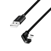 CABLU alimentare si date LOGILINK, pt. smartphone, USB 2.0, USB Type-C (T) la USB-A (T) la 180 grade, 2m, 2 x ecranat, aluminiu, negru, 