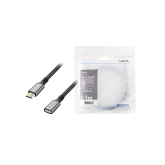 CABLU alimentare si date LOGILINK, pt. smartphone, USB 3.2, USB Gen Type-C (T) la USB Type-C (F), 1m, PD 100W, 2 x ecranat, aluminiu, negru&gri, 