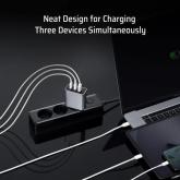 INCARCATOR retea Cuktech 2C1A Quick Charge 65W, 2 x USB Type-C Output, 1 x USB, argintiu 