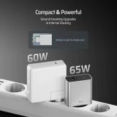 INCARCATOR retea Cuktech 2C1A Quick Charge 65W, 2 x USB Type-C Output, 1 x USB, argintiu 