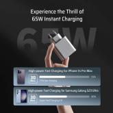 INCARCATOR retea Cuktech 2C1A Quick Charge 65W, 2 x USB Type-C Output, 1 x USB, argintiu 