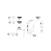 CABLU video LOGILINK, adaptor mini DisplayPort (T) 1.2 la HDMI (M) + DVI (M) + DisplayPort (M), 0.15m, rezolutie maxima 4K UHD (3840 x 2160) la 60 Hz, conectori auriti, plastic, triplu ecranaj, alb, 