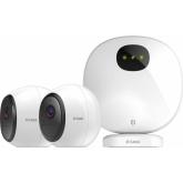 D-link Pro Wire-Free Camera Kit, DCS-2802KT; Indoor Security Camera Hub + 2 Wire-Free Wi-Fi Battery Cameras; Full HD 1080p sensor, 4x digital zoom; Night vision, PIR motion detection, 2-way audio; IP65 weatherproof camera body; Wireless Connectivity: 2.4 