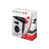 Uscator de par Remington D5755 Thermacare Manchester United, 2400 W, 2 viteze, 3 trepte de temperatura, Indicator LED Ionic, Turbo Boost, Rosu/ Negru