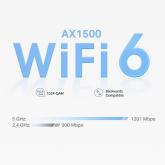 AX1500 Whole Home Mesh Wi-Fi 6 System SPEED: 300 Mbps at 2.4 GHz + 1201 Mbps at 5 GHz SPEC: Internal Antennas, 2× Gigabit Ports (WAN/LAN auto-sensing) FEATURE: Deco App, Router/AP Mode, IPv6, IPTV, Parental Controls, QoS, OFDMA, MU-MIMO, 1024-QAM, WPA3, B