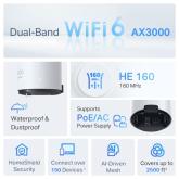 MESH TP-LINK, wireless, router AX3000, pt exterior, 3000 Mbps, port LAN si WAN Gigabit, 2.4 GHz | 5 GHz, antena interna x 2, suport PoE, standard 802.11ax, 