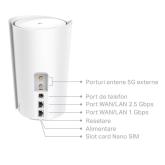 TP-Link AX6000 5G whole home mesh Wi-Fi 6 System, Deco X80-5G(1-pack); Dual-Band, Standarde Wireless: IEEE 802.11ax/ac/n/a 5 GHz, IEEE 802.11ax/n/b/g 2.4 GHz, Viteza: 5 GHz: 4804 Mbps (802.11ax), 2.4 GHz: 1148 Mbps (802.11ax), Acoperire: 1-3 camere, 8 x a