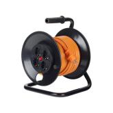 Derulator cu tambur Bachmann, 4prize, 25m, fisa Schuko dreapta, protectii: suprasarcina, contact, termica, culoare orange