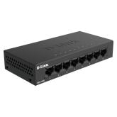 D-Link Switch DGS-108GL, 8 porturi Gigabit, Capacity 16Gbps, desktop, faramanagement, metal, negru, fara ventilator, D-link Green Technology.