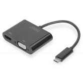 DIGITUS USB Type C to HDMI + VGA Adapter 4K/30Hz / Full HD 1080p black 