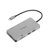Targus Dock USB-C Dual HDMI 4K, 100W PowerDelivery Pass-Thru, 2x USB-A, 1x port fast charge, 1x SD/microSD, ethernet, gri