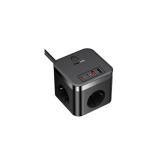 INCARCATOR RETEA Baseus GaN Powerstrip, Quick Charge 30W, 3 x AC, 2 x USB Type-C Output 5V/3A, 2 x USB, lungime cablu 1.5m, negru 