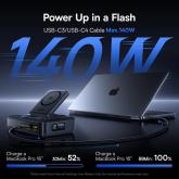 INCARCATOR retea Baseus Nomos NH21 5-in-1, 160W, Qi2 Wireless, 1 x USB, 3 x USB Type-C, cablu retractabil USB Type-C, negru 