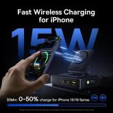 INCARCATOR retea Baseus Nomos NH21 5-in-1, 160W, Qi2 Wireless, 1 x USB, 3 x USB Type-C, cablu retractabil USB Type-C, negru 