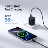 INCARCATOR retea Baseus PicoGo AN13, Quick Charge 45W, 2 x USB Type-C, negru 