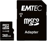 MicroSDXC Emtec, 32GB, Clasa 10 UHS-I, R/W 20/12 MB/s, include adaptor SD, (pentru telefon)