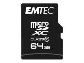 MicroSDXC Emtec, 64GB, Clasa 10 UHS-I, R/W 20/12 MB/s, include adaptor SD, (pentru telefon)