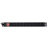 PDU GEMBIRD 1U pt. rack 19 inch, 10 prize IEC, intrare IEC, max 16 A, on/off, 2 m, 