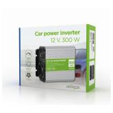 INVERTER GEMBIRD cu sinusoida simulata, Inverter auto,  300W, Schuko x 1, USB 5V / 2.1A, baterie 10-16V, 