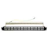 Patch panel 48 porturi, 1U, neechipat, ecranat, suport de cabluri integrat, black - EMTEX 