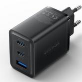 INCARCATOR retea Vention 65W, 2 x USB Type-C, 1 x USB, 5V/3A, PD 3.0, QC 3.0, QC 4.0, negru, 