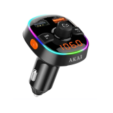 Modulator FM Akai FMT-52BT, cu bluetooth 4.2, 2 port-uri de incarcare USB (1 port cu incarcare rapida 3.0), afisaj led, negru